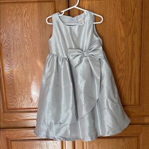 Elegant Silver Formal Kids lined long Dress with Bow